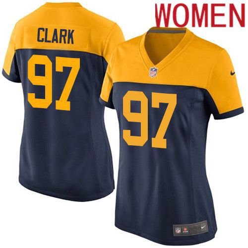 Women Green Bay Packers #97 Kenny Clark Navy Blue Nike Alternate Game NFL Jersey->women nfl jersey->Women Jersey